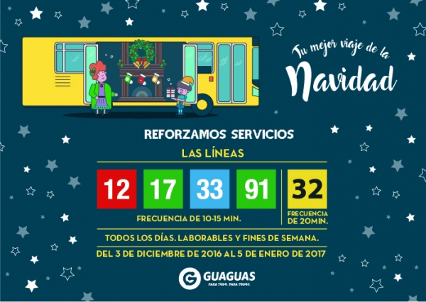 Guaguas refuerza las conexiones con las zonas comerciales en el inicio de la campaña navideña