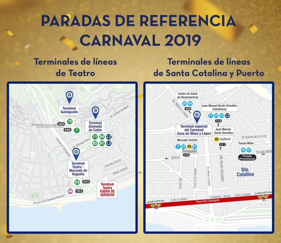 Guaguas Municipales despliega un dispositivo de transporte especial para el multitudinario fin de fiesta del Carnaval de Una Noche en Río