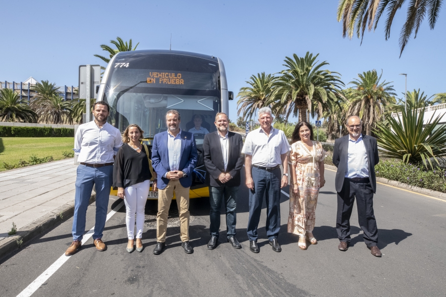 Guaguas Municipales prueba el rendimiento de su primer vehículo 100% eléctrico en el Campus Universitario de Tafira   