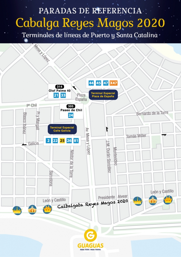 Guaguas Municipales despliega servicios especiales de transporte durante la víspera festiva del Día de los Reyes Magos 