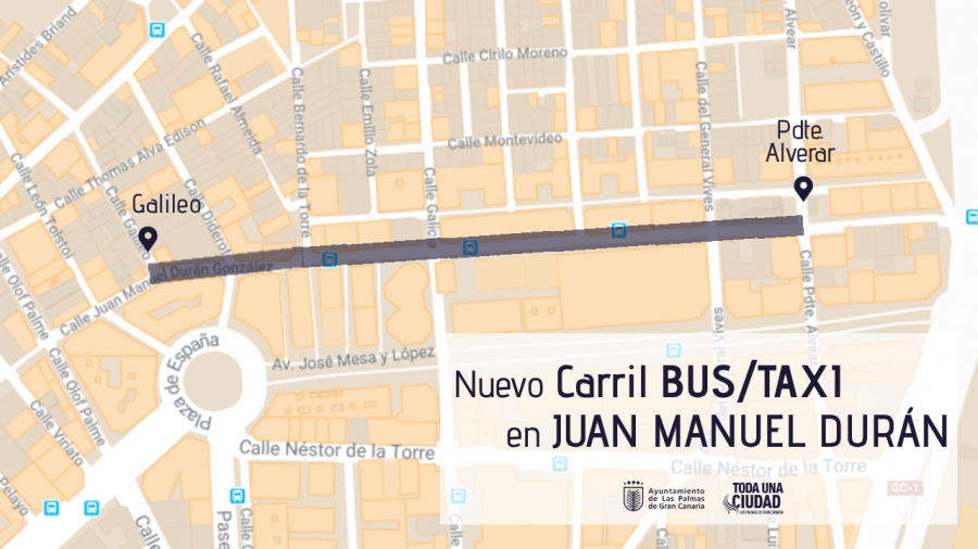 El Ayuntamiento acondiciona un carril-guagua en la calle Juan Manuel Durán