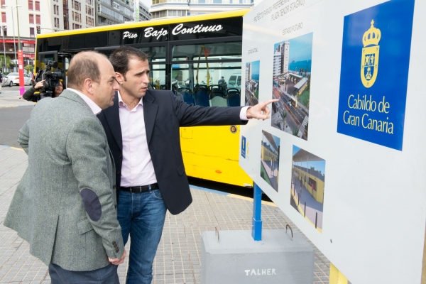 Cardona destaca que la inversión de 1,2 millones de euros en la remodelación de la estación de Manuel Becerra y Plaza de Stagno-Teatro reforzarán la proyección y modernización de Guaguas Municipales