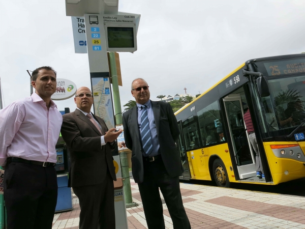 Guaguas Municipales incorpora el sistema CyberPass de audio que permite conocer a ciegos y personas con visibilidad reducida el tiempo de llegada de los vehículos a 39 paradas de la red 